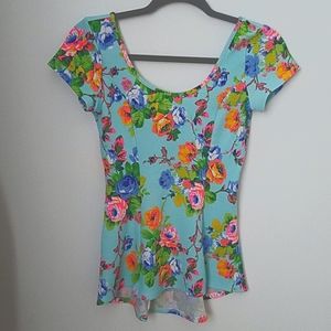 Turquoise Floral Top